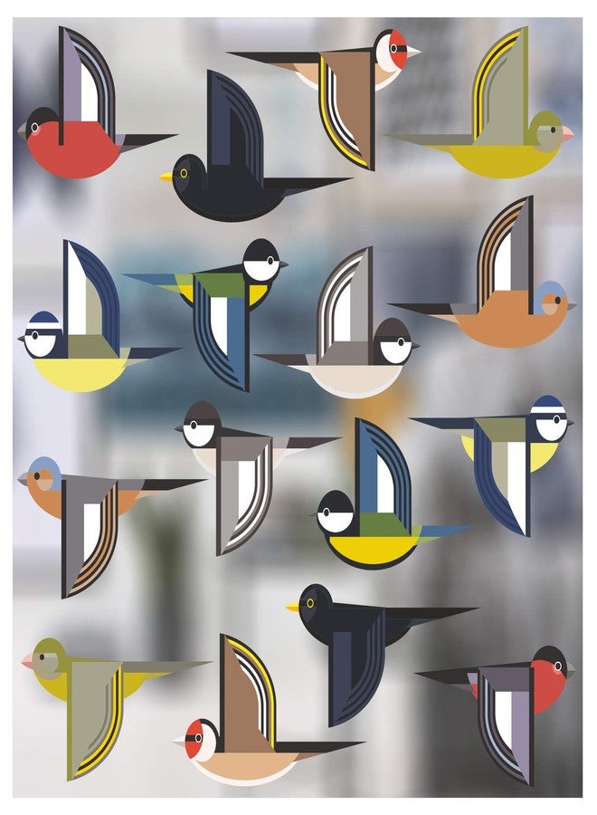 Stickers4 16-Pack Flock of Bird Window Clings - Colourful Window Decals to Prevent Bird Strikes -Double-Sided - Image 1